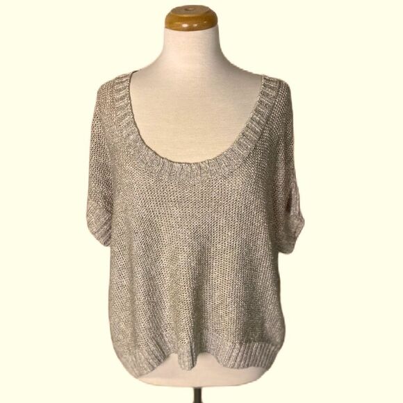 #510 ALICE + OLIVIA Linen Metallic Blend Loose Fit Sweater - Picture 1 of 12